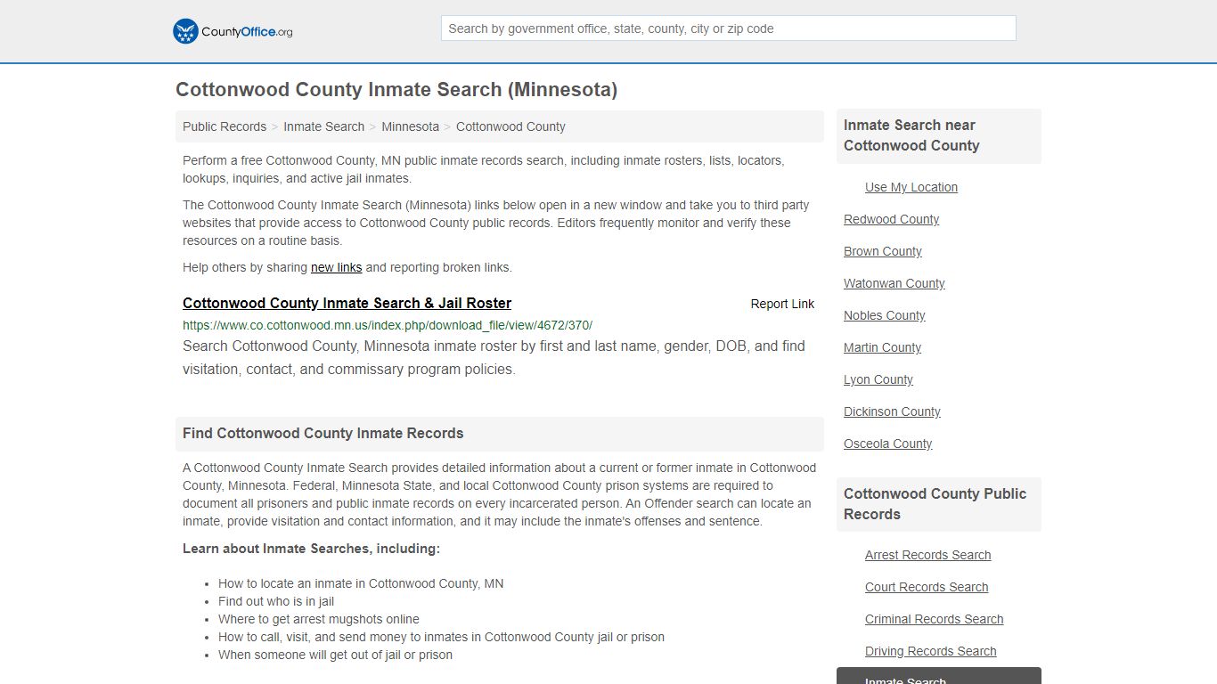 Inmate Search - Cottonwood County, MN (Inmate Rosters ...